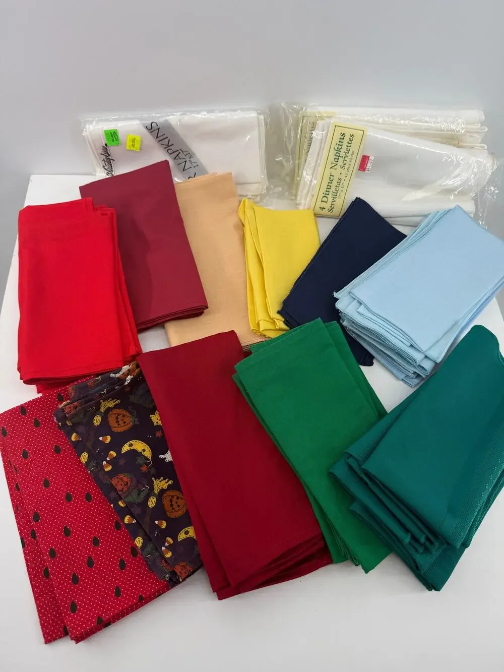 Mixed Cloth Dinner Napkin Lot Basket Liner Table Linens Assorted Colors 50 items